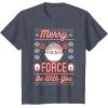 image:imageStar Wars The Mandalorian Christmas Merry Force Be With You TShirtHeather Blue