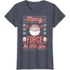 image:imageStar Wars The Mandalorian Christmas Merry Force Be With You TShirtHeather Blue