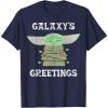 image:imageStar Wars The Mandalorian Christmas Child Galaxys Greetings TShirtNavy Blue