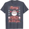 image:imageStar Wars The Mandalorian Christmas Merry Force Be With You TShirtHeather Blue