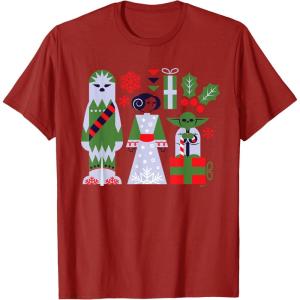 image:imageStar Wars Chewbacca Princess Leia and Yoda Christmas Holiday TShirtCranberry Red