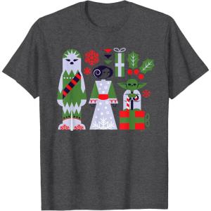 image:imageStar Wars Chewbacca Princess Leia and Yoda Christmas Holiday TShirtDark Heather Grey