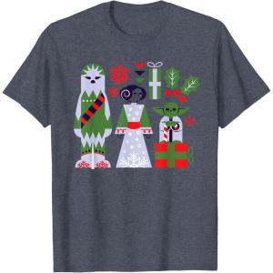 image:imageStar Wars Chewbacca Princess Leia and Yoda Christmas Holiday TShirtHeather Blue