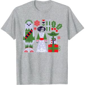 image:imageStar Wars Chewbacca Princess Leia and Yoda Christmas Holiday TShirtHeather Grey