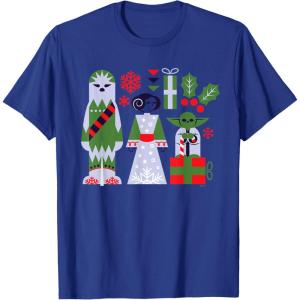 image:imageStar Wars Chewbacca Princess Leia and Yoda Christmas Holiday TShirtRoyal Blue