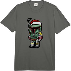 image:imageStar Wars Christmas Boba Fett Santa Hat Big Chibi Icon Comfort Colors Adult Heavyweight TshirtDark Grey
