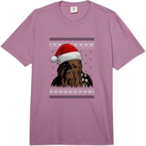 image:imageStar Wars Christmas Chewie Santa Hat Ugly Sweater Vintage Comfort Colors Adult Heavyweight TshirtPlum