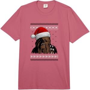 image:imageStar Wars Christmas Chewie Santa Hat Ugly Sweater Vintage Comfort Colors Adult Heavyweight TshirtRaspberry Red