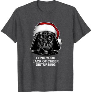 image:imageStar Wars Christmas Darth Vader Disturbing Lack Of Cheer TShirtDark Heather Grey