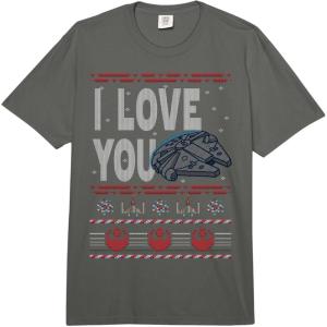 image:imageStar Wars Christmas I Love You Ugly Sweater Style Comfort Colors Adult Heavyweight TshirtDark Grey