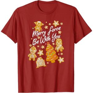 image:imageStar Wars Christmas Merry Force Be With You XMas Cookies TShirtCranberry Red