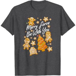 image:imageStar Wars Christmas Merry Force Be With You XMas Cookies TShirtDark Heather Grey