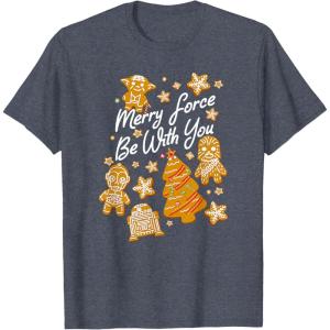 image:imageStar Wars Christmas Merry Force Be With You XMas Cookies TShirtHeather Blue