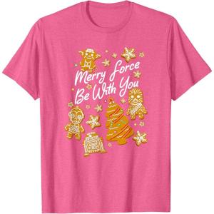 image:imageStar Wars Christmas Merry Force Be With You XMas Cookies TShirtPink Heather