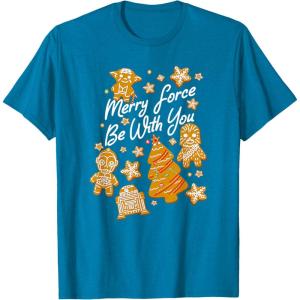image:imageStar Wars Christmas Merry Force Be With You XMas Cookies TShirtSapphire Blue