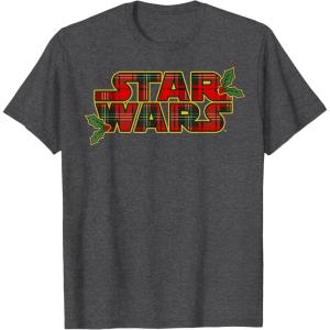 image:imageStar Wars Christmas Plaid Holly Logo TShirtDark Heather Grey