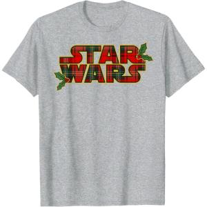 image:imageStar Wars Christmas Plaid Holly Logo TShirtHeather Grey