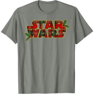 image:imageStar Wars Christmas Plaid Holly Logo TShirtOlive Heather