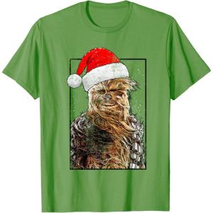 image:imageStar Wars Christmas Santa Chewbacca Windswept Movie Panel TShirtGrass Green