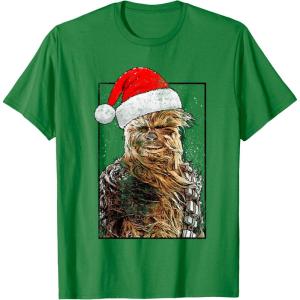 image:imageStar Wars Christmas Santa Chewbacca Windswept Movie Panel TShirtKelly Green
