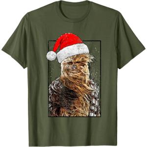 image:imageStar Wars Christmas Santa Chewbacca Windswept Movie Panel TShirtOlive Green
