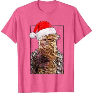 image:imageStar Wars Christmas Santa Chewbacca Windswept Movie Panel TShirtPink Heather