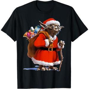 image:imageStar Wars Christmas Yoda Santa Sack Of Presents TShirtBlack