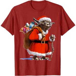 image:imageStar Wars Christmas Yoda Santa Sack Of Presents TShirtCranberry Red