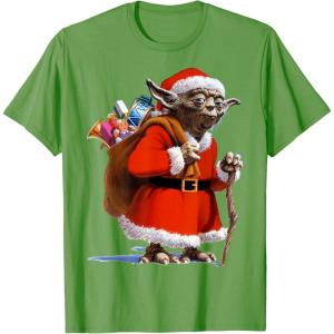 image:imageStar Wars Christmas Yoda Santa Sack Of Presents TShirtGrass Green