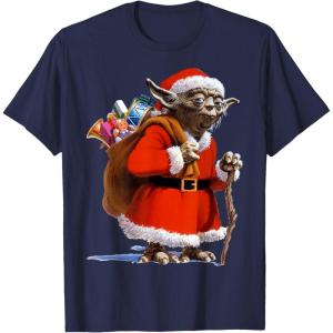 image:imageStar Wars Christmas Yoda Santa Sack Of Presents TShirtNavy Blue