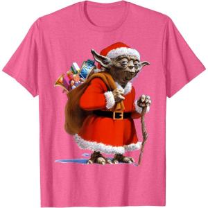 image:imageStar Wars Christmas Yoda Santa Sack Of Presents TShirtPink Heather