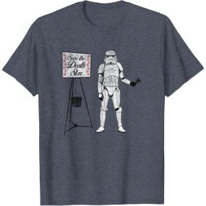 image:imageStar Wars Classic Christmas Save The Death Star Fund Raising TShirtHeather Blue