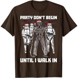 image:imageStar Wars Santa Vader Party When I Walk In Christmas TShirt TShirtBrown