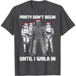 image:imageStar Wars Santa Vader Party When I Walk In Christmas TShirt TShirtDark Heather Grey