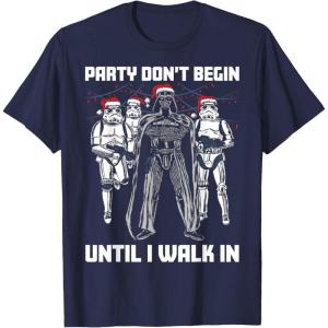 image:imageStar Wars Santa Vader Party When I Walk In Christmas TShirt TShirtNavy Blue