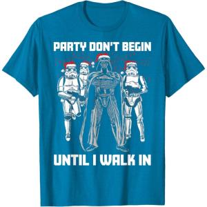 image:imageStar Wars Santa Vader Party When I Walk In Christmas TShirt TShirtSapphire Blue