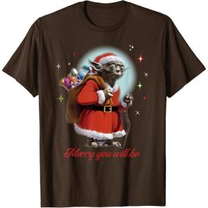 image:imageStar Wars Santa Yoda Merry You Will Be TShirtBrown