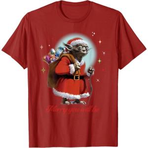 image:imageStar Wars Santa Yoda Merry You Will Be TShirtCranberry Red