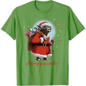 image:imageStar Wars Santa Yoda Merry You Will Be TShirtGrass Green