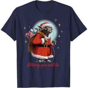 image:imageStar Wars Santa Yoda Merry You Will Be TShirtNavy Blue