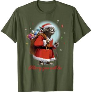 image:imageStar Wars Santa Yoda Merry You Will Be TShirtOlive Green