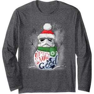 image:imageStar Wars Stormtrooper Up to Snow Good Funny Holiday Long Sleeve TShirtDark Heather Grey