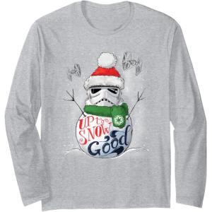 image:imageStar Wars Stormtrooper Up to Snow Good Funny Holiday Long Sleeve TShirtHeather Grey