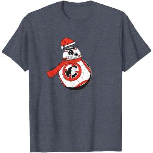 image:imageStar Wars The Force Awakens Christmas BB8 Santa Roll Poster TShirtHeather Blue