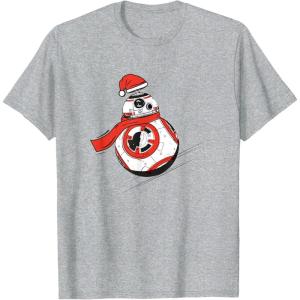 image:imageStar Wars The Force Awakens Christmas BB8 Santa Roll Poster TShirtHeather Grey