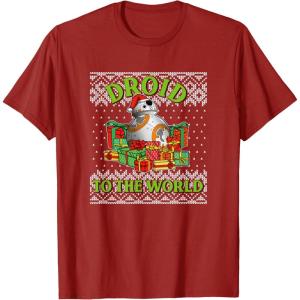 image:imageStar Wars The Force Awakens Christmas Droid To The World TShirtCranberry Red