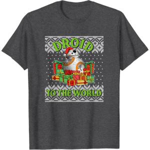 image:imageStar Wars The Force Awakens Christmas Droid To The World TShirtDark Heather Grey