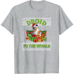 image:imageStar Wars The Force Awakens Christmas Droid To The World TShirtHeather Grey