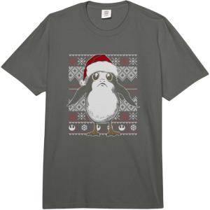 image:imageStar Wars The Last Jedi Christmas Porg Ugly Sweater Vintage Comfort Colors Adult Heavyweight TshirtDark Grey