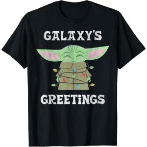 image:imageStar Wars The Mandalorian Christmas Child Galaxys Greetings TShirtBlack